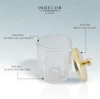 Glass Jar with Metal Lid for Bathroom Organization, Clear Apothecary Jar for Cotton Balls, Q Tips, and Small Accessories, Stylish Bathroom Storage Container Gold