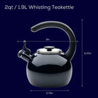 Circulon Enamel on Steel Whistling Teakettle/Teapot With Flip-Up Spout, 2 Quart - Black
