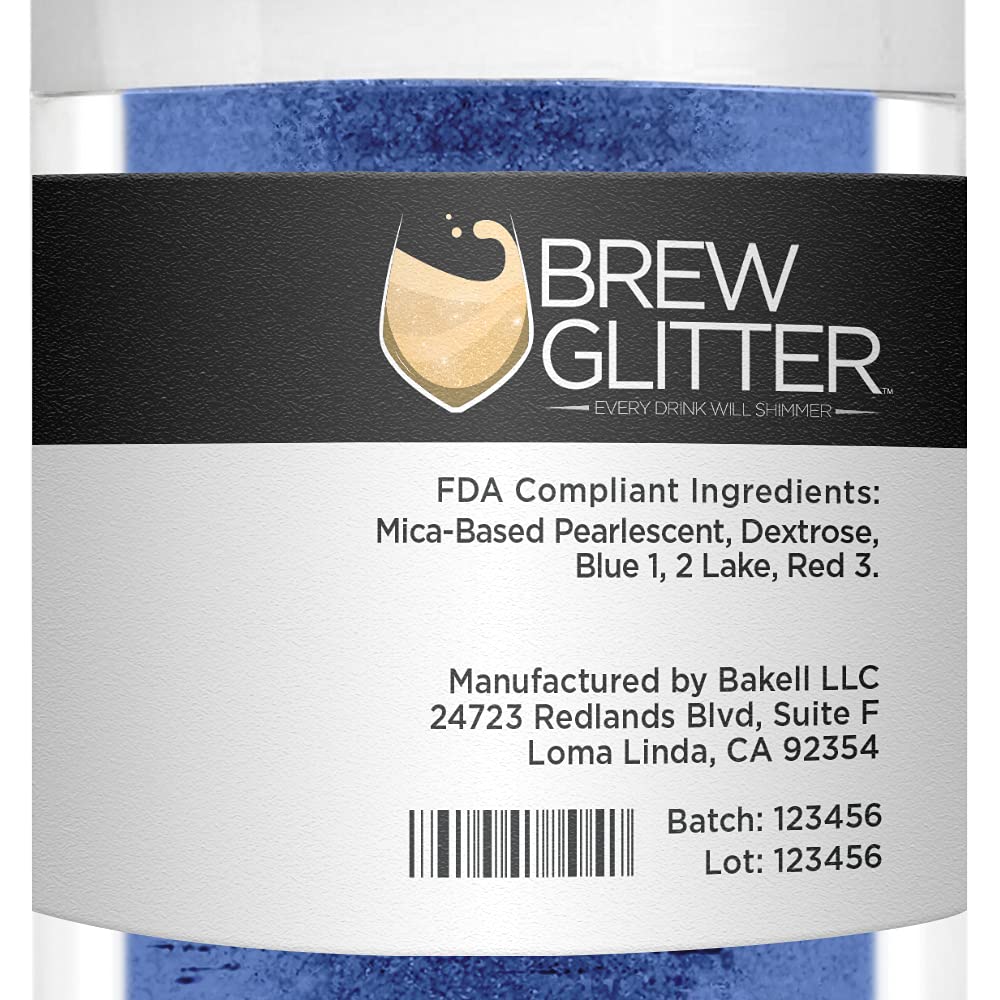 Blue Brew Glitter Edible Glitter for Drinks, Cocktails, Beer, Garnish Glitter & Beverages | Kosher & Halal Certified | 100% Edible & Food Grade | Vegan, Gluten, Nut Free (25g, Blue)