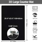 Ewen 39.4x23.5in 2mm Heat Resistant Silicone Mat, Extra Large Thick Placemat for Kitchen Counter, Workbench Countertop Protector Mat Hot Pads for Coffee Maker Bar Crafts Glass Top Stove Cover Black