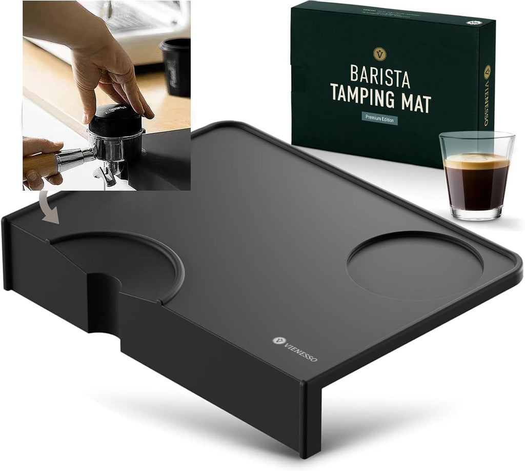 Tamping Mat for Espresso Machine - Non-slip Tamper Station for the countertop - Barista Accessories with notch for the Portafilter - Table edge protection Tamp Mat
