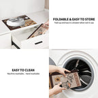 Retro Coffee Pattern Dish Drying Mat, Highly Absorbent Microfiber Kitchen Counter Pad Reusable Washable, 16*18"