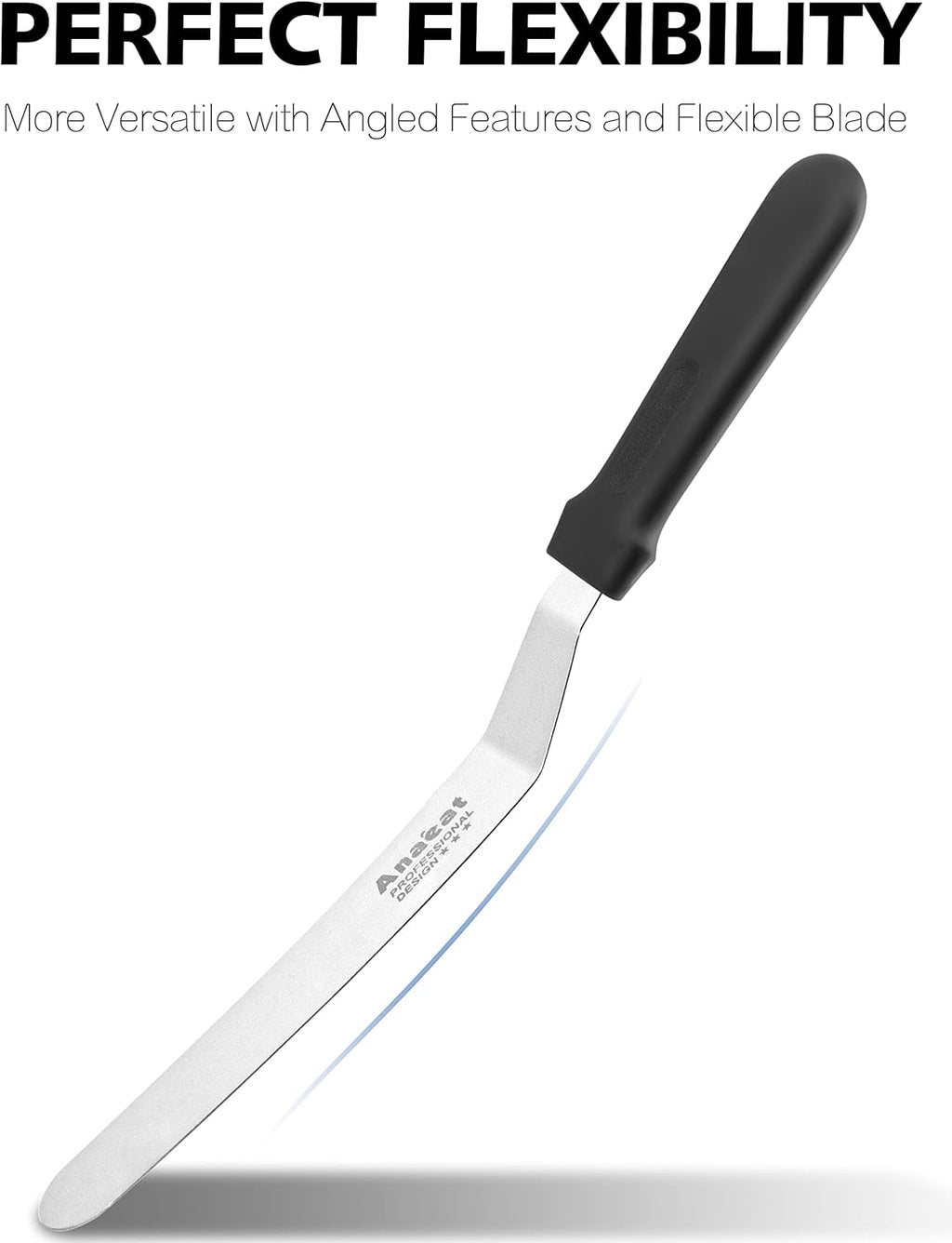 Anaeat Icing Spatula, Professional Cake Angled Offset Spatula with 8" Stainless Steel Blade - Thickened Frosting Knife with Durable Plastic Handle for Cake Decorating, Pastry & Baking