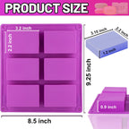 4 Pack Silicone Soap Molds, 6 Cavities Rectangle Silicone Soap Mold, Great for Homemade Craft Soap Bar Mold, DIY Chocolate Molds, Cake Molds & Ice Cube Trays - Just Pop Out (Purple & Pink)