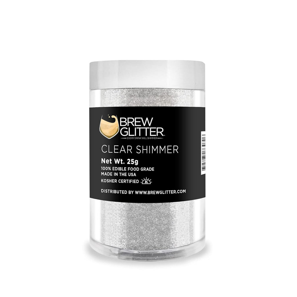 Clear Shimmer BREW GLITTER Edible Glitter For Drinks, Cocktails, Beer, Garnish Glitter & Beverages | KOSHER & HALAL Certified | 100% Edible & Food Grade | Vegan, Gluten, Nut Free (25g, Clear Shimmer)
