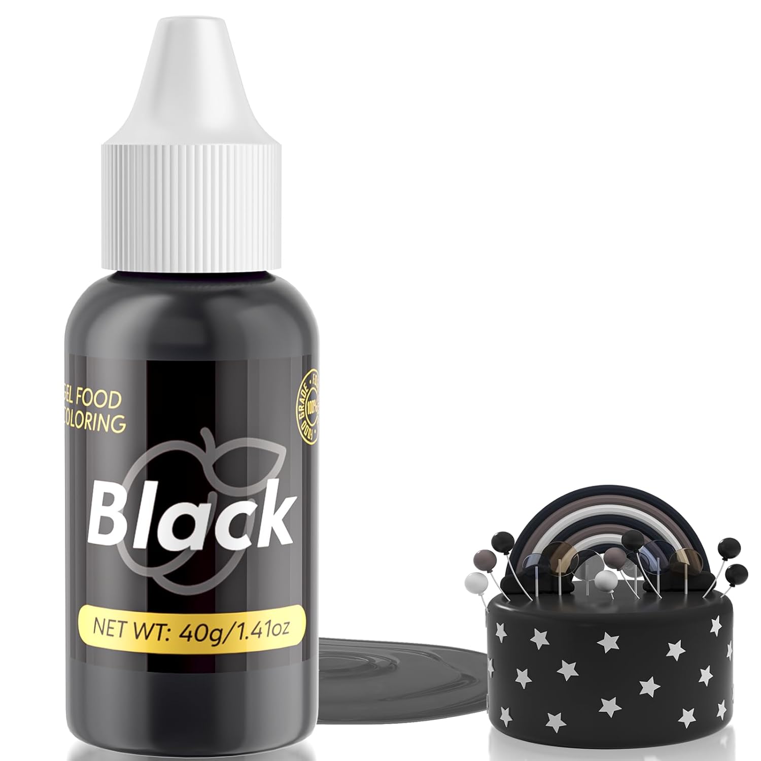 Gel Food Coloring for Cake Decorating - 40g Concentrated Assorted Edible Colors - Vibrant Tasteless Food Dye Professional-Grade Dye for Easter Eggs Fondant Cookies Frosting Royal Icing Baking - Black