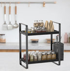 Bathroom Counter Organizer, Wood Vanity Trays with Basket, Skincare Countertop Organizers, Large Capacity Makeup and Perfume Organizer