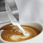 MHW-3BOMBER Milk Frothing Pitcher 520ml/17.6oz Milk Frother Cup Espresso Steaming Pitcher Stainless Steel Milk Frother Cup Barista Latte Art Round Spout Milk Jug, Cream white P6019W-OS