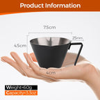 YARRAMATE 2Pcs Stainless Steel Espresso Shot Cup, Double Spout Metal Espresso Measuring Cup with V-Shaped Mouth, Espresso Accessories, 3.4OZ/100ML (Black)