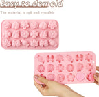 2Pcs Silicone Flower Molds for Cakes, Cupcakes, Chocolate, Candy, Sugar Craft, and Resin Crafts - Pink Flower Mold Set(Pink)