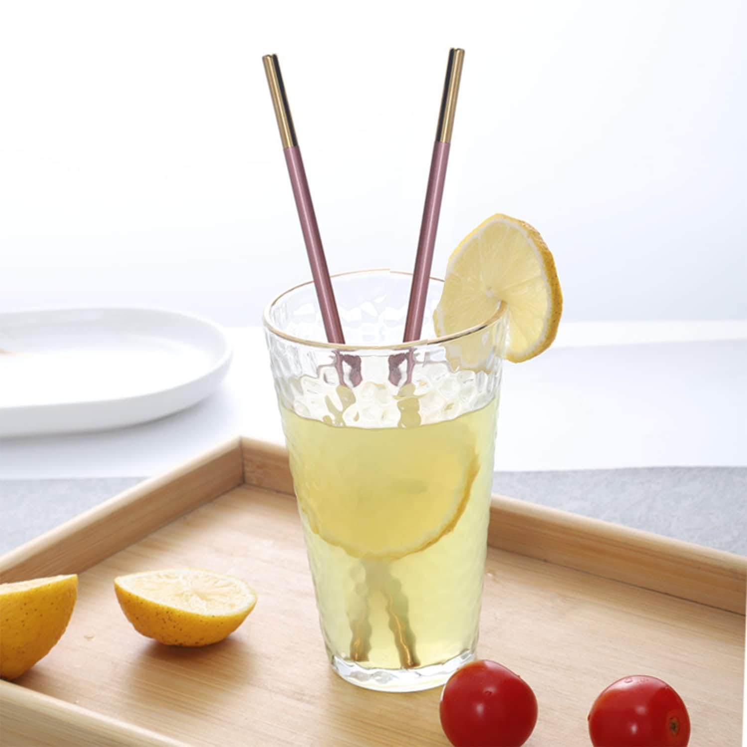 Stainless Steel Reusable Metal Straws,Extra Long Reusable Metal Straws,Metal Drinking Straws,Straight,Pink,5 Pieces.