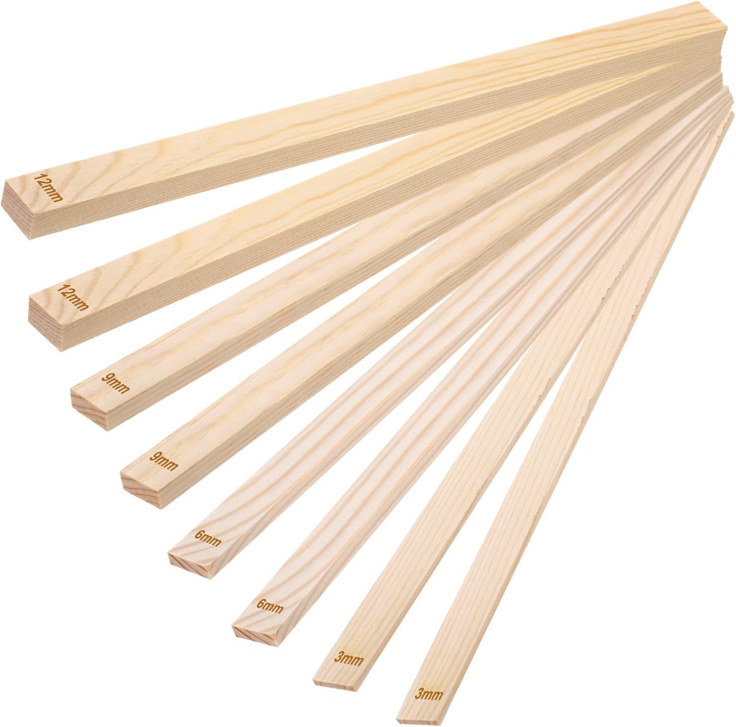 MECCANIXITY 8Pcs Pottery Teaching Rolling Mud Stick Guides, 13" x 0.8" Wood Clay Roller 3 6 9 12mm Thick Ceramic Tools Strips Rolling Guides for Clay Thickness DIY Craft