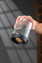 LOEZ Coffee Bean Storage Container Airtight, Lid Sealed with Press-Down Vacuum, Borosilicate Glass Coffee Canister for Ground Coffee, Tea, Beans, Spices (2 x Small - Gray)