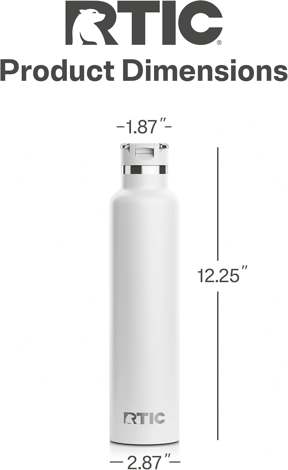 RTIC 26oz Journey Bottle Metal Stainless Steel Vacuum Insulated, BPA Free, Reusable, for Water, Hot and Cold Drinks, Travel, Sports, Camping, White