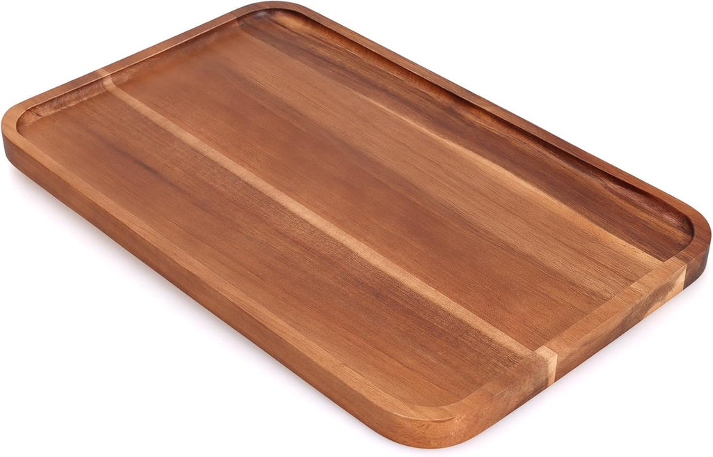 16" x 10" Rectangle Serving Trays Wooden Charcuterie Boards Rectangular Large Serving Platters for Cookie, Snack, Appetizer, Dessert, Party Food Dish Acacia Wood Kitchen Platter Tray Cheese Board