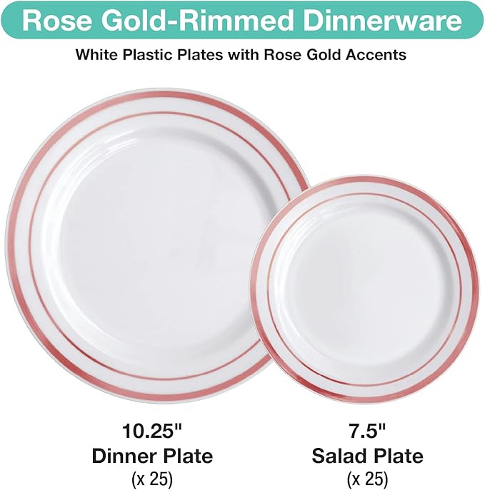 Pre Wrapped Cutlery Set- 25 sets of Fork, Knife, Spoon wrapped in a napkin - 25 Small Plates- 25 Big Plates (Silver)