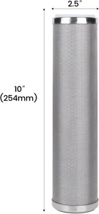 Amwater Stainless Steel Cleanable Wire Mesh Filter Cartridge 10”Length,2.5"OD(50 Micron)