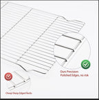 2-Pack Cooling Racks for Baking, 10x15 Inch Heavy Duty Stainless Steel Wire Baking Rack, Oven Safe Cookie Cooling Rack Set, Fits Half Sheet Pan, Dishwasher Safe & Non-Toxic