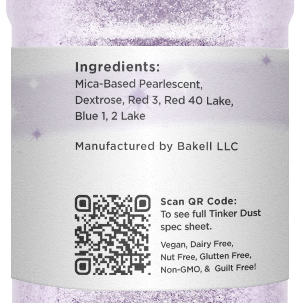 BAKELL Soft Purple Edible Glitter, 45 Grams | TINKER DUST Edible Glitter | KOSHER Certified | 100% Edible Glitter | Cakes, Cupcakes, Cake Pops, Drinks, Dessert Vegan Glitter & Dusts (45g Shaker, Soft Purple)