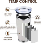 MEWAY 20oz Tumbler 12 Pack Double Wall Vacuum Insulated Travel Mug Bulk, Stainless Steel Tumblers with Lid and Straw, Durable Powder Coated Coffee Cups for Cold & Hot Drinks (White, 12)