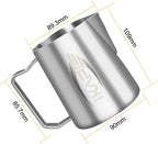 IKAPE Espresso Milk Pitcher, Espresso Steaming Pitcher with Sharp Spout for Espresso Barista Tool, 20.3 oz / 600ml Milk Frothing Jug (Silver)