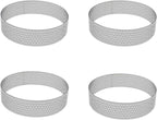 4 Pcs Perforated Tart Rings for Baking 3.15" Cake Mousse Ring Stainless Steel Circle Tartlet Molds