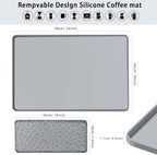 Silicone Coffee Bar Mat 24''x16'' Non-Slip Coffee Maker Mat, Heat-resistant Silicone Mat Detachable Dish Drying Mats for Kitchen Countertops, Waterproof Under Pad (Grey, 24''x16'')