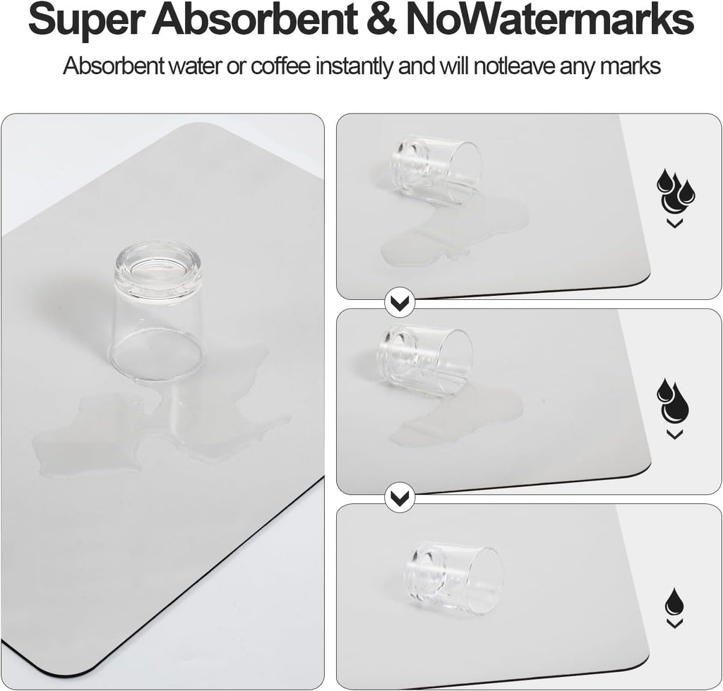 Dish Drying Mat for Kitchen Counter | Coffee Bar Mat for Countertops | Heat Resistant Drainer Mat with Non-slip Rubber Backed | Hide Stain Kitchen Absorbent Draining Mat | Light Grey 18"x28"