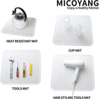 Silicone Dish Drying Mat for Multiple Usage,Easy clean,Eco-friendly,Heat-resistant Silicone Mat for Kitchen Counter or Sink,Refrigerator or Drawer Liner White 2XL 24 inches x 18 inches