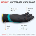 KAYGO Waterproof Work Gloves for Men and Women, Rubber Coated Non-slip Working Gloves for Garden, Outdoor Construction,KG150,Blue,M
