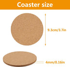 24 pcs Cork Coasters for Drinks, Bulk Blank Coasters DIY Crafts, Non-Slip, Heat-Resistant, Absorbent and Reusable Coffee Coaster for Home Tabletop Decoration