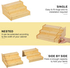 3-Tier Expandable Bamboo Mug Holder For Countertop Coffee Cup Holder Display Mug Organizer Mug Rack for Coffee Bar Organizer Mug Shelf for Cabinet for Kitchen, Home