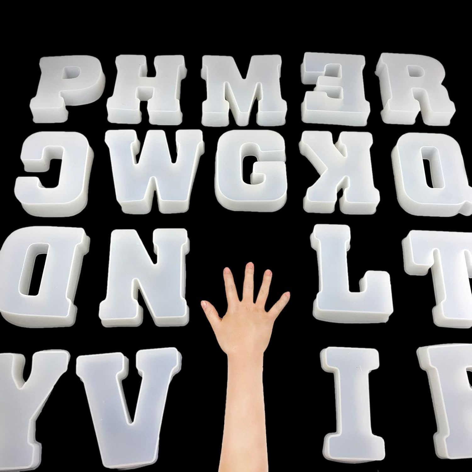 ESEDAGE 6 inch 26 Pack English Alphabet Silicone Letter Mold - Capital & Large Letter Resin Casting Mold