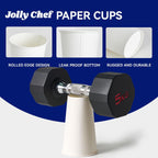 JOLLY CHEF 180 Count 16 oz Coffee Cups, White Drinking Paper Cups for Coffee, Water, Juice, or Tea, Suitable for Party, Picnic, Travel, and Events