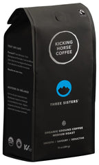Kicking Horse Coffee Three Sisters, Medium Roast, Ground, Certified Organic, Fairtrade, Kosher, Black, 10 Oz, Pack of 6