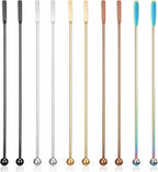 10Pcs Coffee Stir Sticks, Reusable Stir Sticks for Coffee Bar, Cocktail Drink Stirrer Spoon with Small Rectangular Paddles, Stainless Steel Swizzle Stick for Cocktails