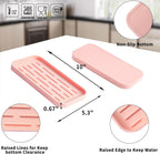 Silicone Kitchen Sink Organizer Tray for Multiple Usage,Easy Clean,Eco-Friendly Sponges Holder for Kitchen Bathroom Counter or Sink,Dish Soap Dispenser,Scrubber,Bottle,Cup Pink 10”x 5.3”