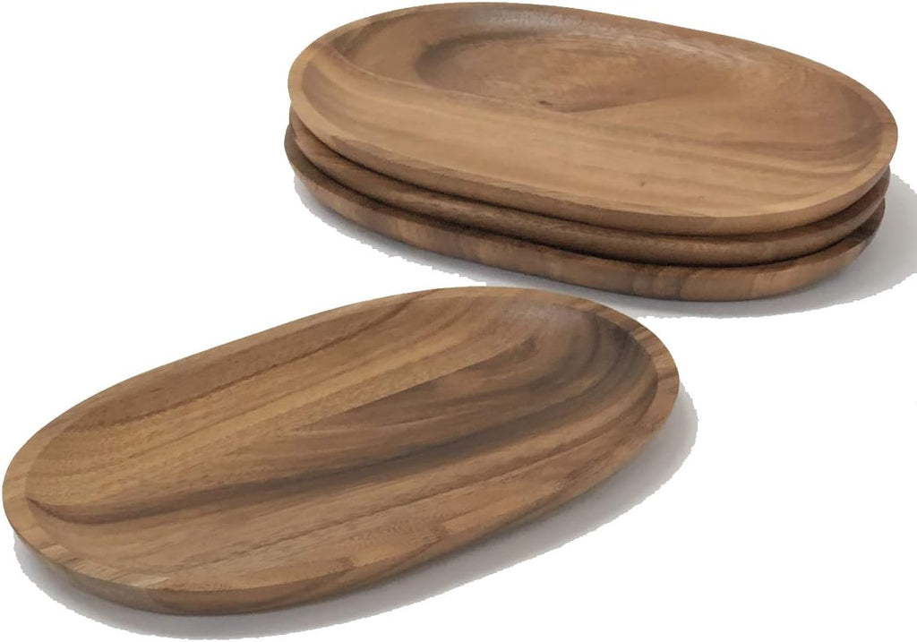 Woodard and Charles Individual Personal Serving Tray Set, Small - Set of 4-6" W x 10" L, Brown