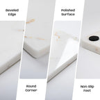 White Marble Cutting Board, Marble Slab Pastry Board With Non-Slip Feets For Baking, Cheese, Charcuterie, Chocolate, 12x20 Inch, Pack Of 1 Piece