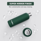 Slim Insulated Water Bottles for Travel 18oz with Clip, Double Wall Vacuum Stainless Steel Water Bottle Keeps Drinks Cold 24 Hrs/Hot 12 Hrs, 100% Leakproof, BPA Free(Emerald Green)