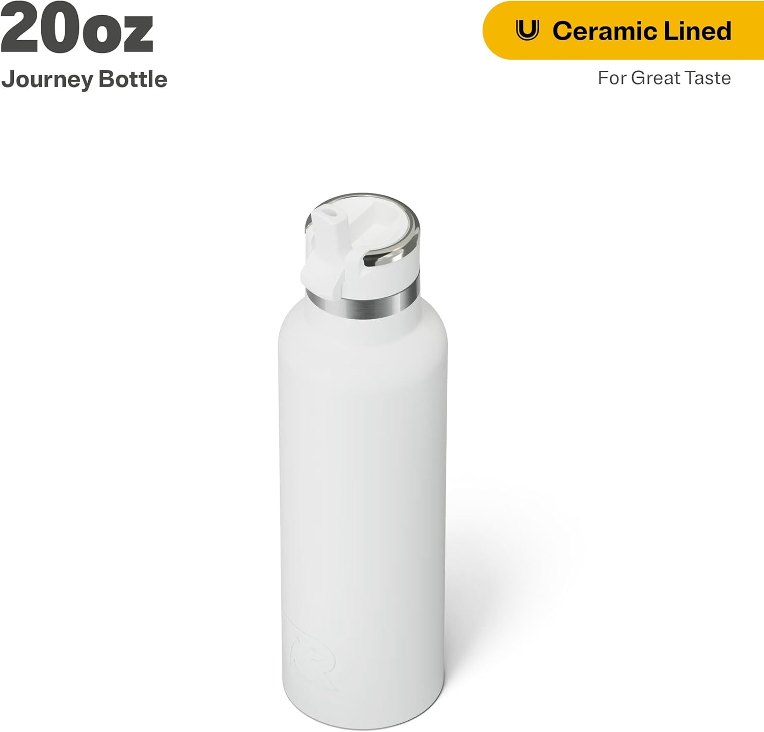 RTIC 20oz Journey Bottle Metal Stainless Steel Vacuum Insulated, BPA Free, Reusable, for Water, Hot and Cold Drinks, Travel, Sports, Camping, White