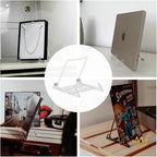 KINGDOM SOLUTIONS MADE IN USA 4-Pack Adjustable Acrylic Easels - Plate Stand - Sturdy Book Stand for Art, Pictures, Plates, Frames - Unique on the Market