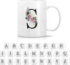 Retreez Initial A-Z Floral Botanical Bouquet Alphabet Monogrammed Monogram Mug 11 Oz Ceramic Tea Coffee Mugs - Appreciation Thank You Wedding Birthday Gifts for her friend coworker sister - S Initial