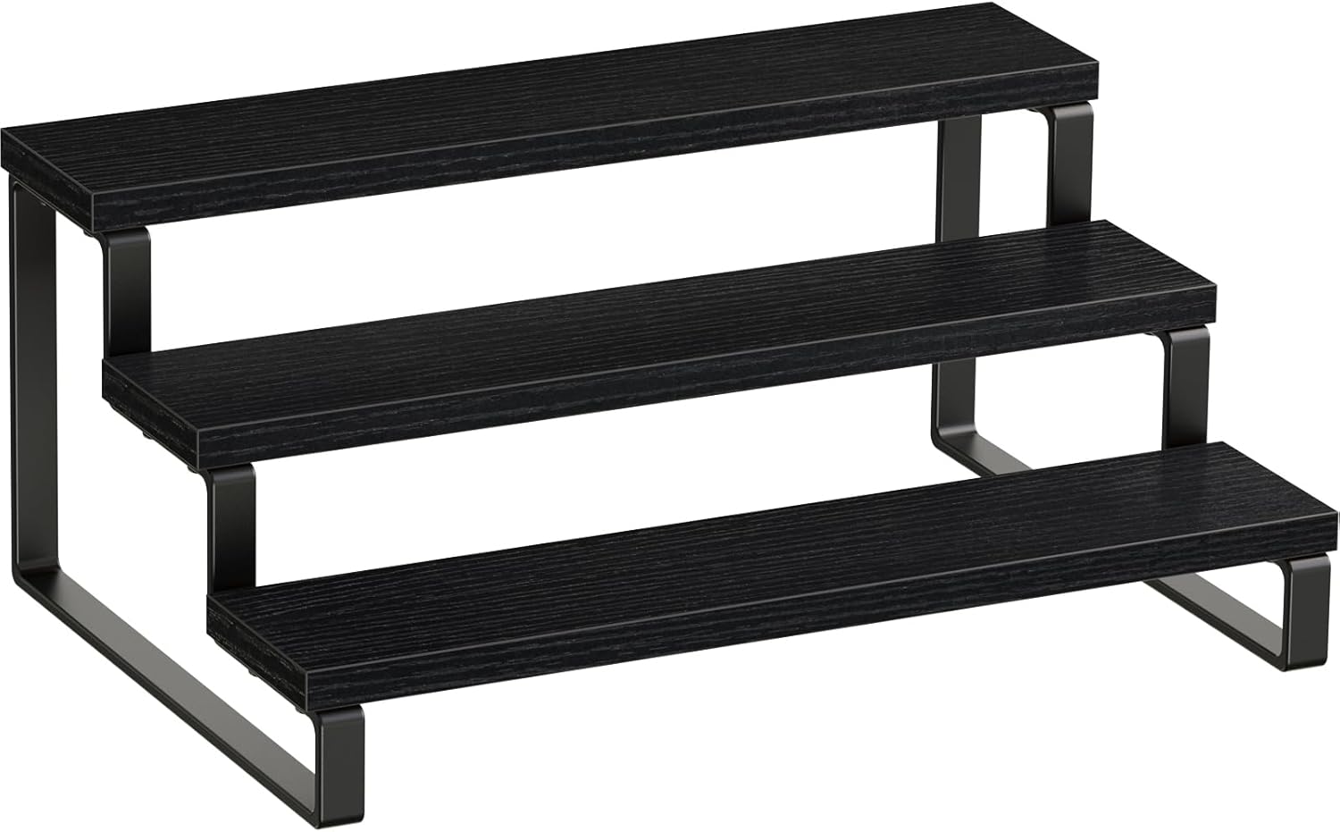 Giikin 3 Tier Spice Rack, Cabinet Organizer Shelf, Wooden Spice Rack for Countertop, Kitchen Counter Storage Shelves Cupcake Stand Holder Display Stand, Black