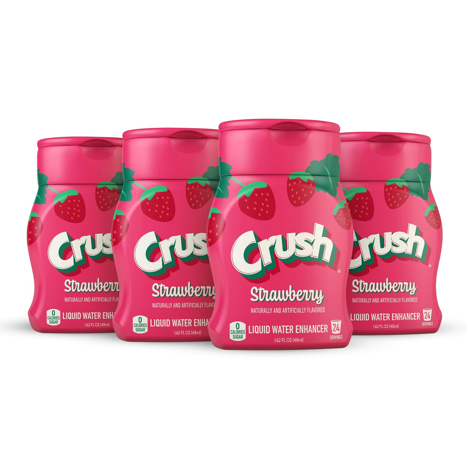 Crush, Strawberry, Liquid Water Enhancer – New, Better Taste! (4 Bottles, Makes 96 Flavored Water Drinks) – Sugar Free, Zero Calorie