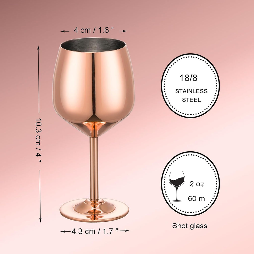 Shot Glasses, 2 oz Shot Glass Set, Stainless Steel Shot Glasses, Mini Wine Glass Perfect for Tasting Brandy,Suitable for family dinner party, party supplies, bar tools, gifts(set of 2)