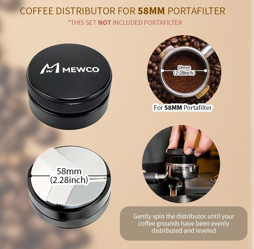 7 Pack Espresso Tamper Station&Coffee Distributor Tamper&Espresso WDT Stirrer&Coffee Tamping&Brush&Coffee Dosing Funnel&Espresso Puck Screen, Espresso Accessories for Bar Home Office (58 mm)