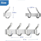 Wall Hooks Heavy Duty, 12 Inch Coat Rack Wall Mount with 4 Hooks, Silver Wall Hooks for Hanging Backpack, Bag, Purse, Clothes, Hat, Coat, Towel | Entryway & Bathroom Storage Organization Hanger