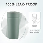 COKTIK 20oz Insulated Tumbler with Lid and Straw 2 Lids (Straw/Flip) Iced Coffee Cup Reusable Stainless Steel Travel Mug Water Bottle Cupholder Friendly for Women Men Her Him (Bay Leaf)