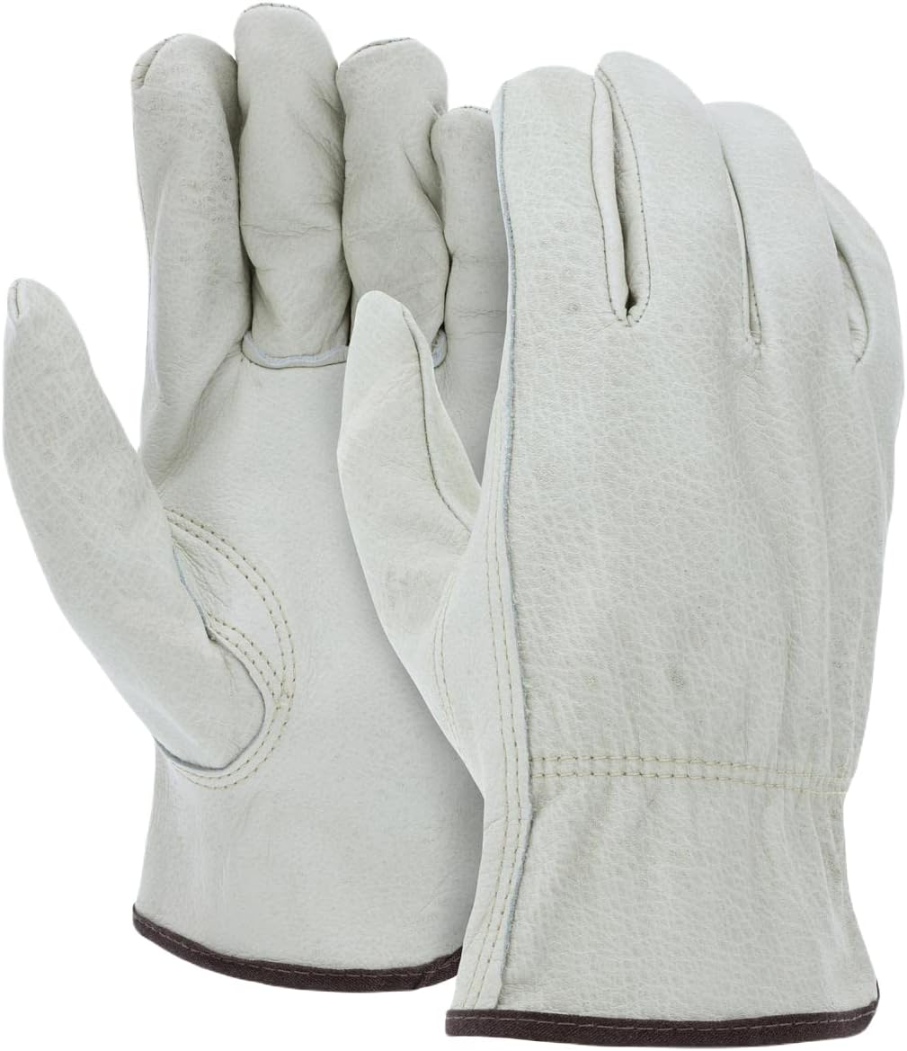 Heavy Duty Durable Cowhide Leather Driver Work Gloves for Truck Driving